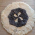 Dywan ze skóry owczej - Koło - biało/szare