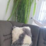 Pokrowiec na Poduszke - Ozdobny - Skóra Owcza - Naturalna - Biała