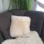 Pokrowiec na Poduszke - Ozdobny - Skóra Owcza - Naturalna - Biała