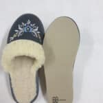 Kapcie - Damskie- Granatowe - Granatowe - Ocieplane