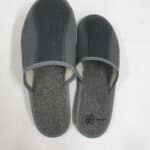 Kapcie - Męskie - Szare - Ocieplane