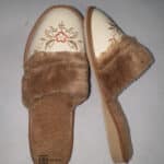 Kapcie - Damskie- Kremowe - Regionalne- Ocieplane