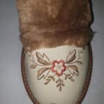 Kapcie - Damskie- Kremowe - Regionalne- Ocieplane