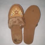 Kapcie - Damskie- Beżowe- Regionalne- Ocieplane