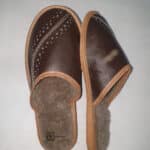 Kapcie - Męskie - Brązowe - Ciemne - Ocieplane