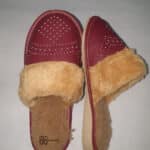 Kapcie - Damskie- Bordowy- Ocieplane