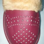 Kapcie - Damskie- Bordowy- Ocieplane