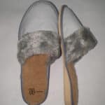 Kapcie - Damskie - Szare - Pikowane - Ocieplane