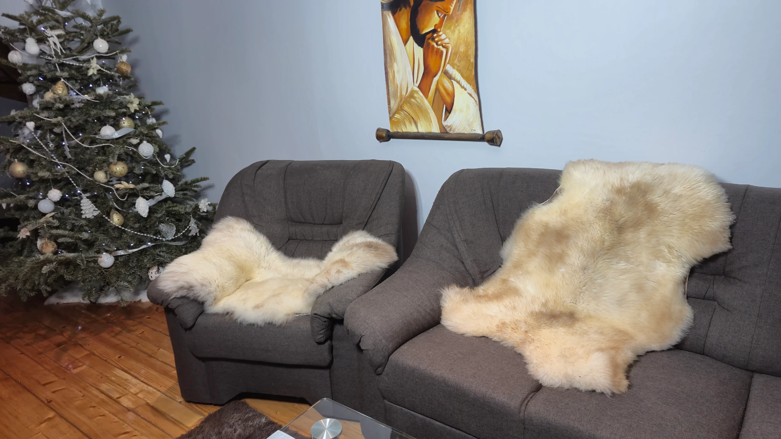 Skóra Owcza - Unikat - Naturalna - Żółty Melanż