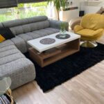 Ręcznie tkany kruczo czarny dywan ze skóry owczej 300×200 cm