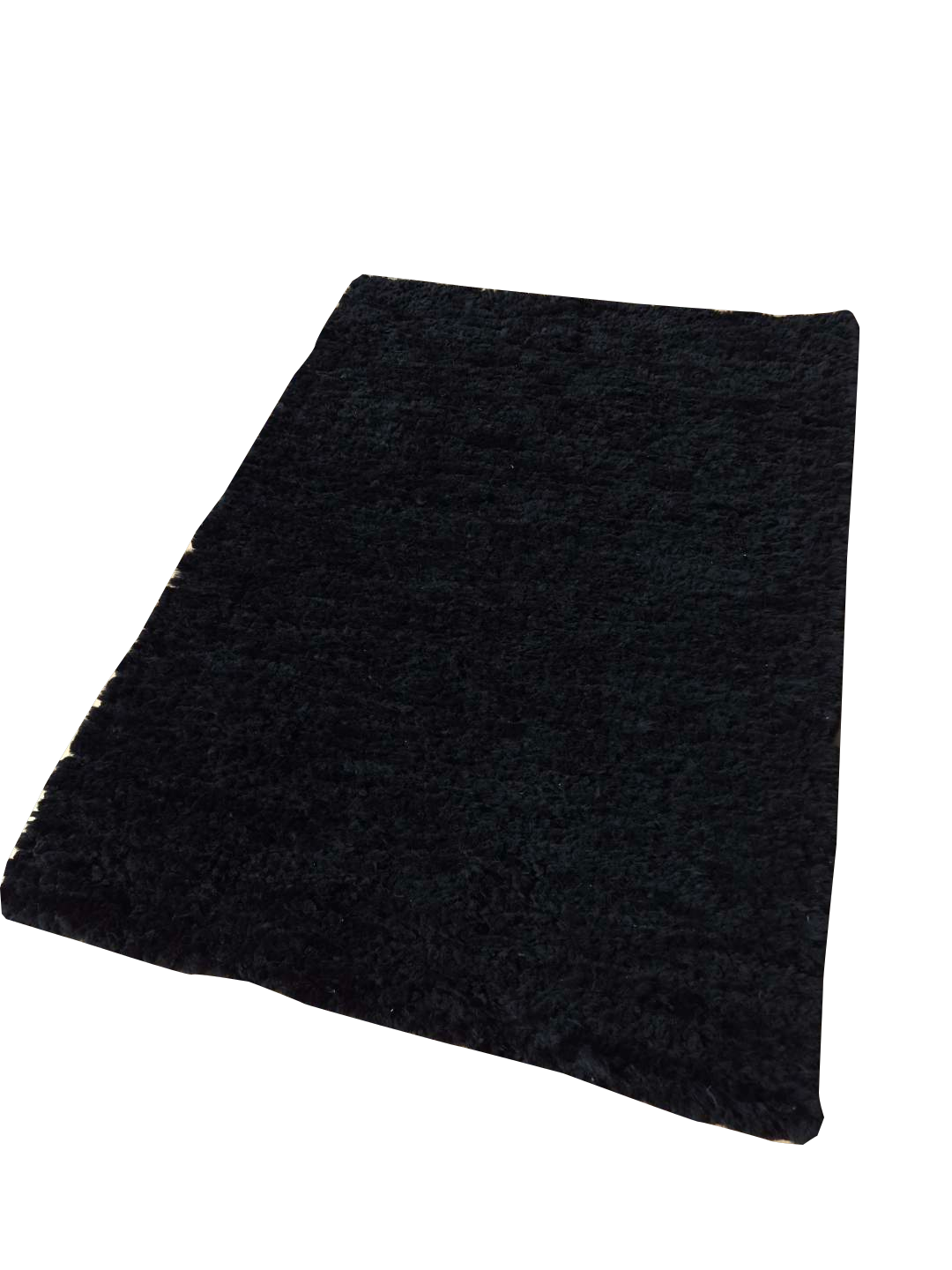 Ręcznie tkany kruczo czarny dywan ze skóry owczej 300×200 cm