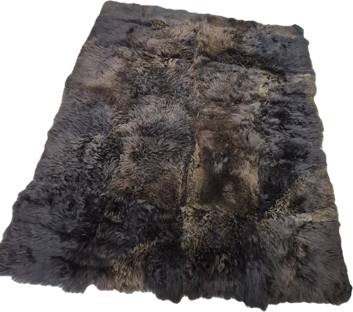 Duży dywan z naturalnej skóry owczej – 200×220 cm – czekoladowy brąz