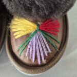 Bambosze Damskie Zakopianki, Skóra Naturalna, Wełna Owcza, Haftowane, Ciepłe