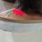 Bambosze Damskie Zakopianki, Skóra Naturalna, Wełna Owcza, Haftowane, Ciepłe