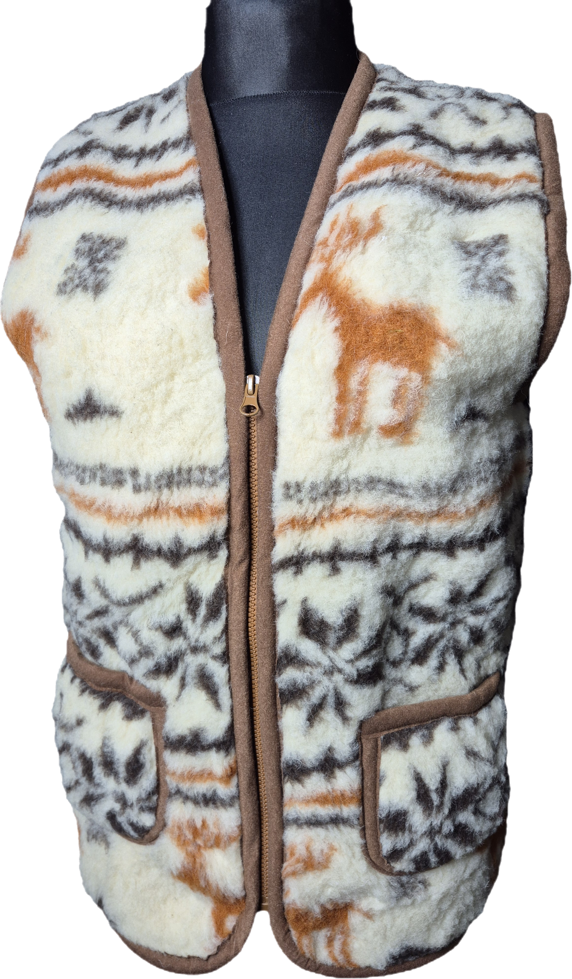 Kamizelka w Renifery Wełniana 100% Owcza Wełna – Świąteczna | Unisex