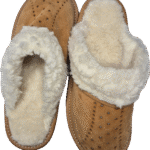 Kapcie z kożuszkiem, brązowe zamszowe pantofle ciepłe