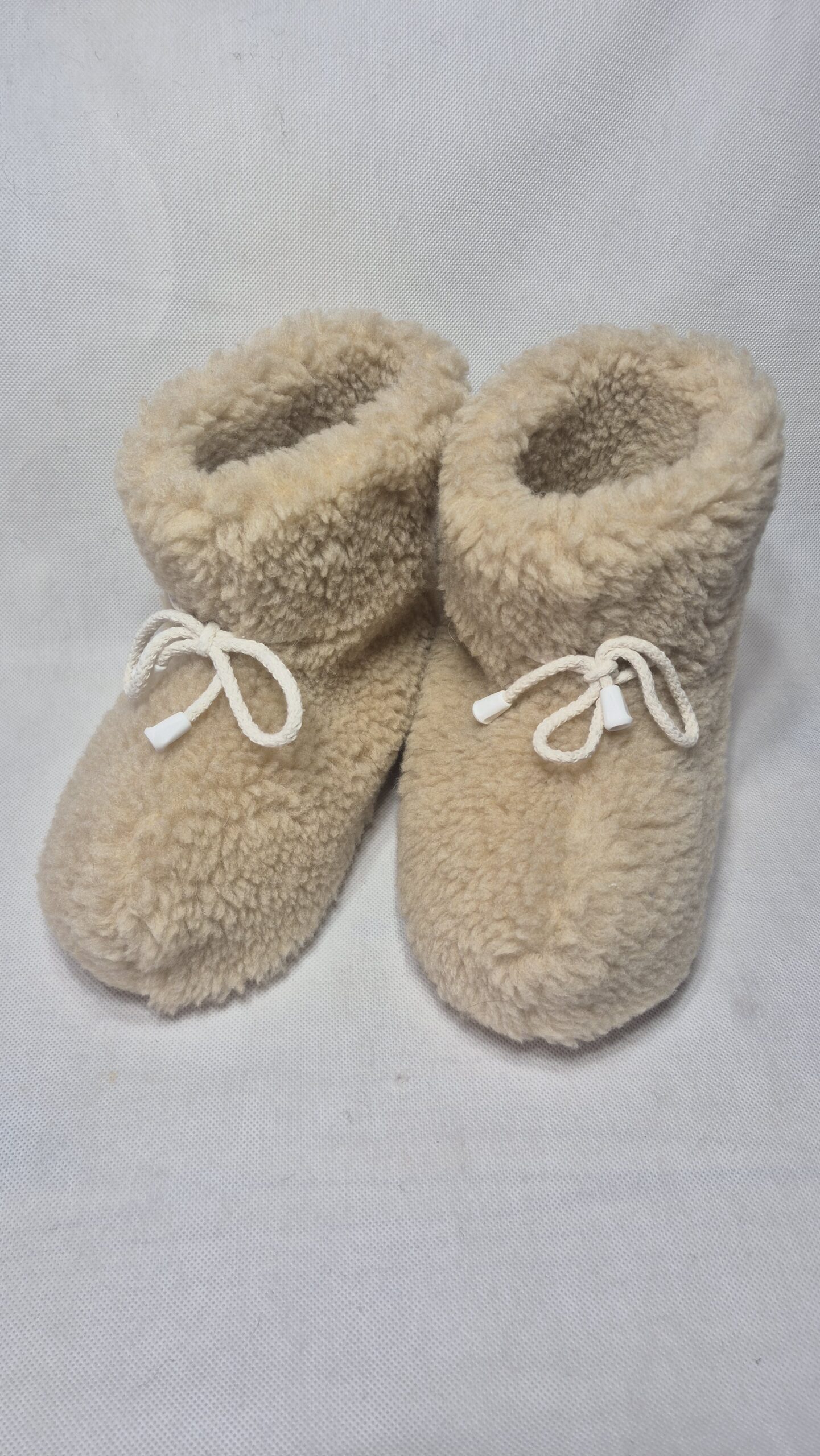 Bambosze Wełniane 100% Wełna Owcza – Beżowe - Antypoślizgowe