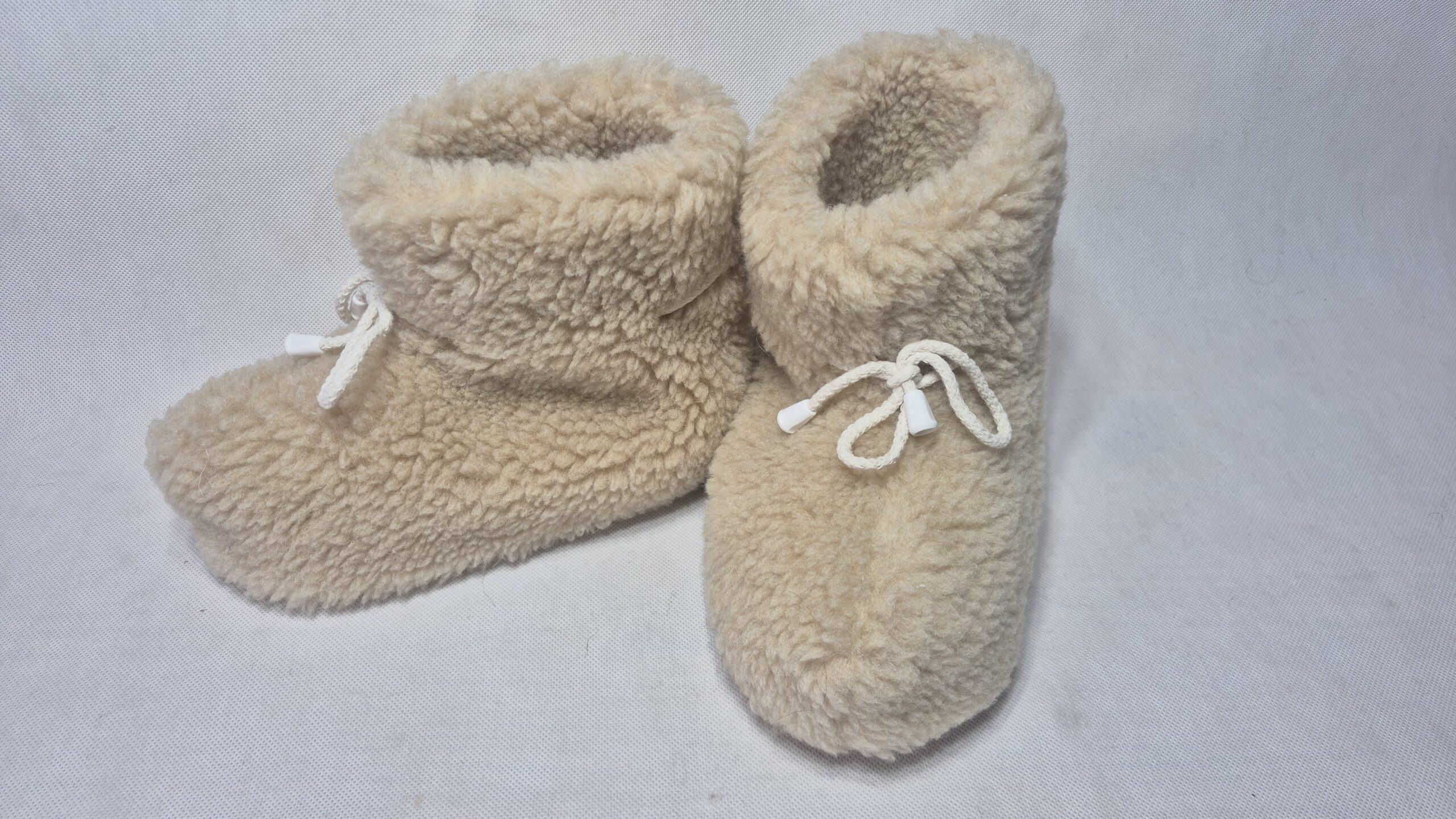 Bambosze Wełniane 100% Wełna Owcza – Beżowe - Antypoślizgowe