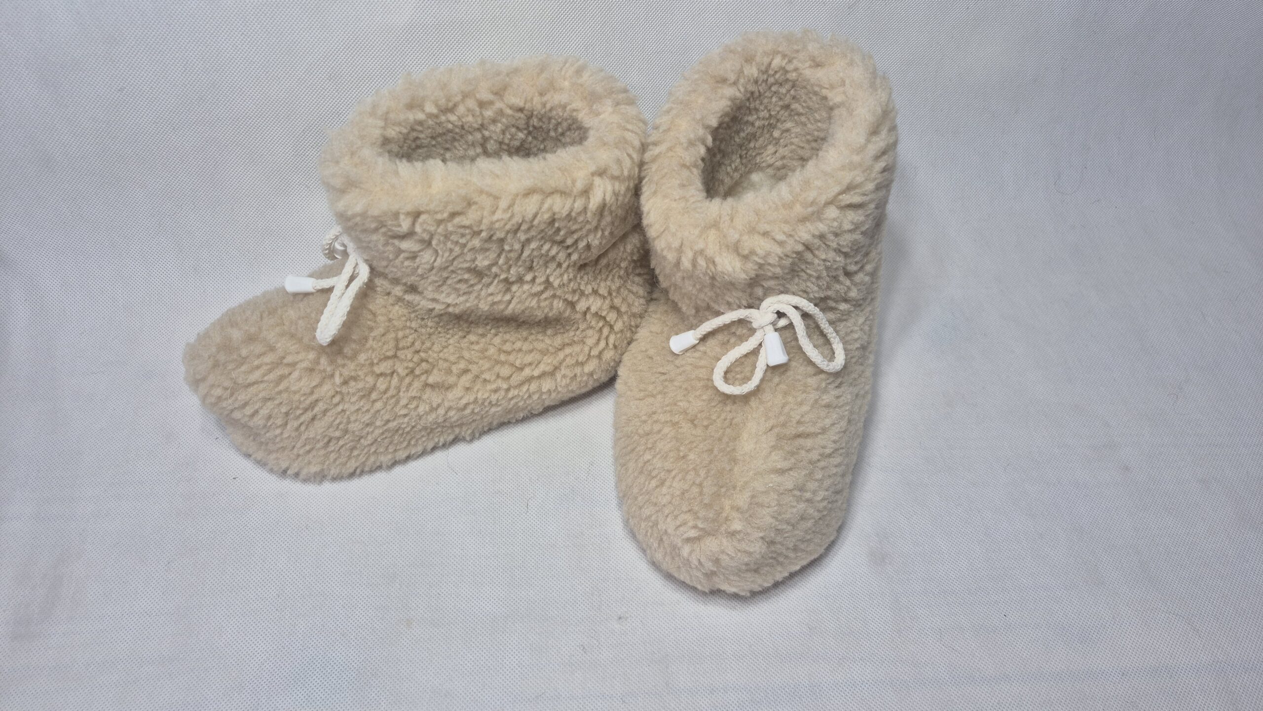 Bambosze Wysokie 100% Wełna Owcza – Beżowe - Antypoślizgowe