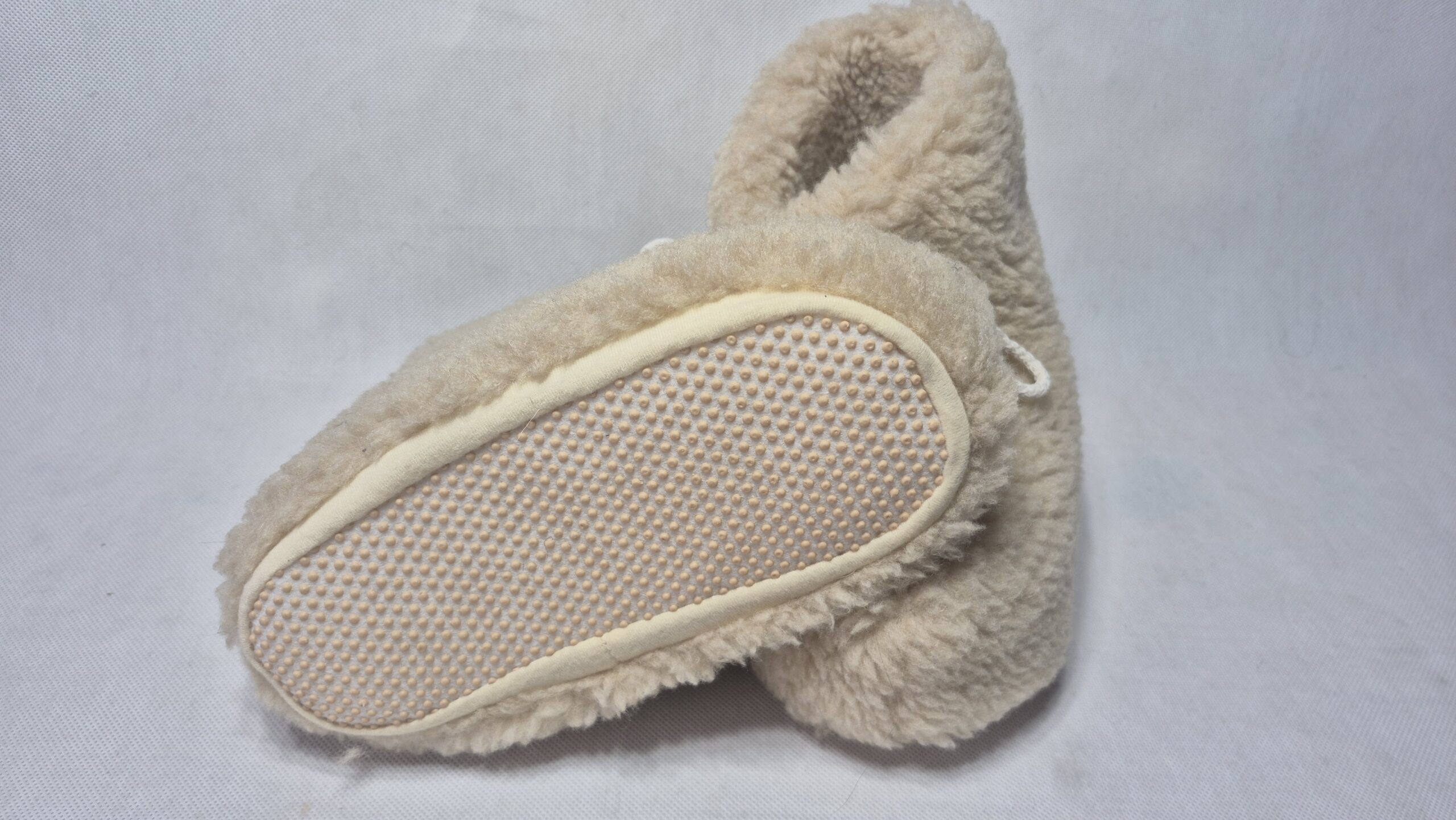 Bambosze Wełniane 100% Wełna Owcza – Beżowe - Antypoślizgowe