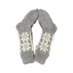 Skarpety wełniane wysokie 100% wełna owcza ręcznie robione handmade ciepłe grube czarne + wzór